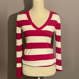 Old Navy Sweater - hot pink & white striped